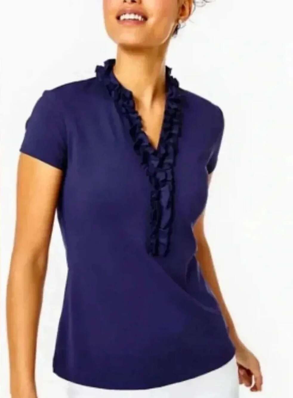 Lilly Pulitzer Frida Ruffle Short Sleeve Polo
